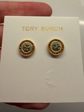 Tory Burch Kira Enamel Pavé Circle-Stud Earrings